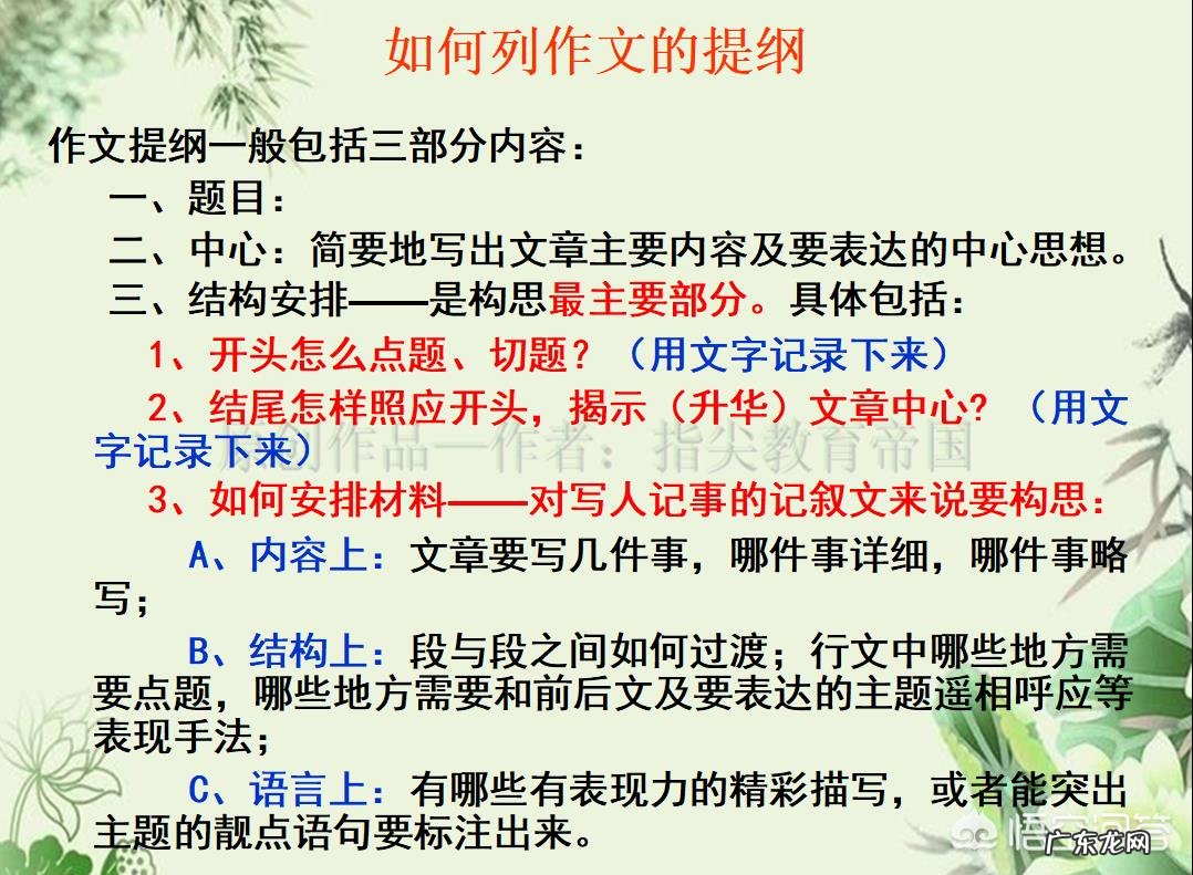 写小学作文怎样列题纲？