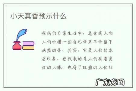 小天真香预示什么-小天真的香预兆好不好