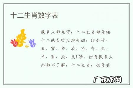 十二生肖数字表-十二生肖日历表