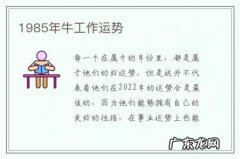 1985年牛工作运势-1985年的牛运势如何