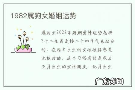 1982属狗女婚姻运势-1982年狗女婚姻如何