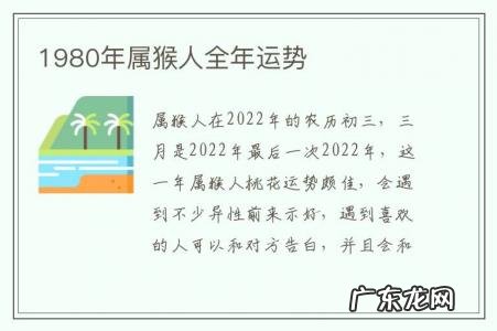 1980年属猴人全年运势-1980年属猴人每月运势