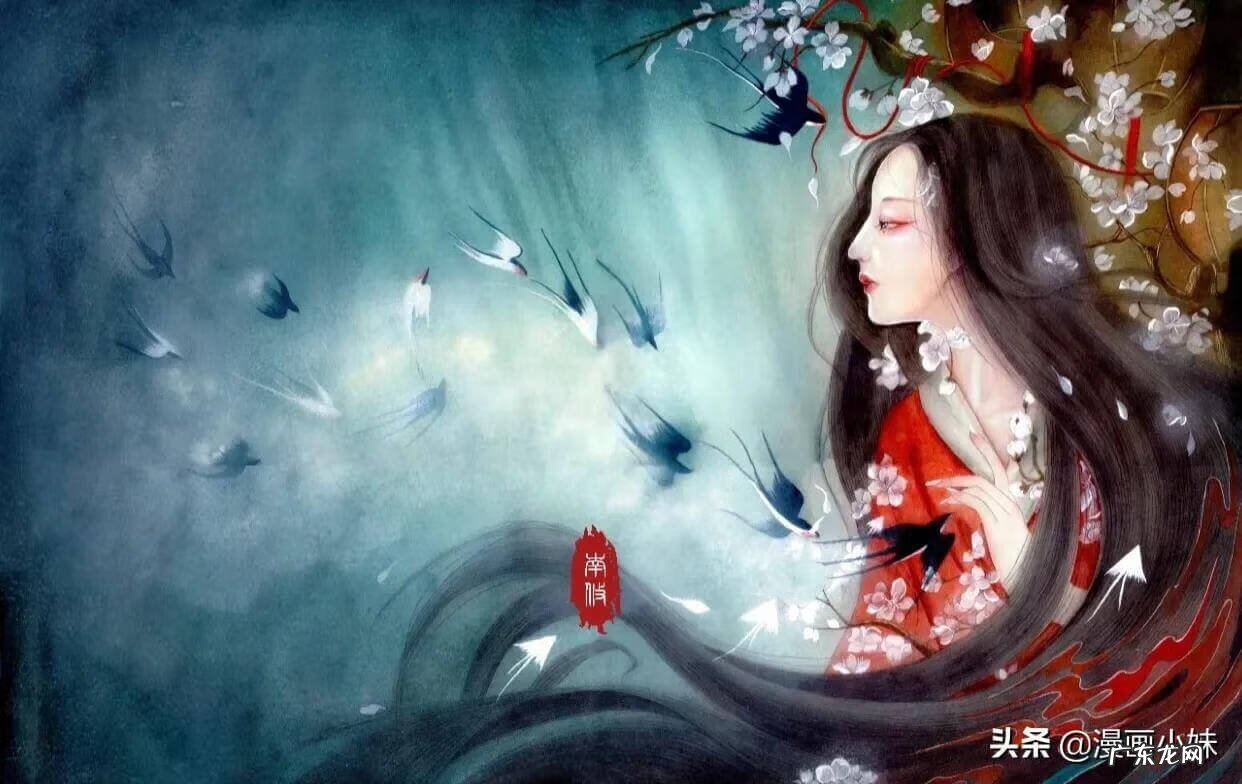 古风水彩画风景 古风水彩画图片