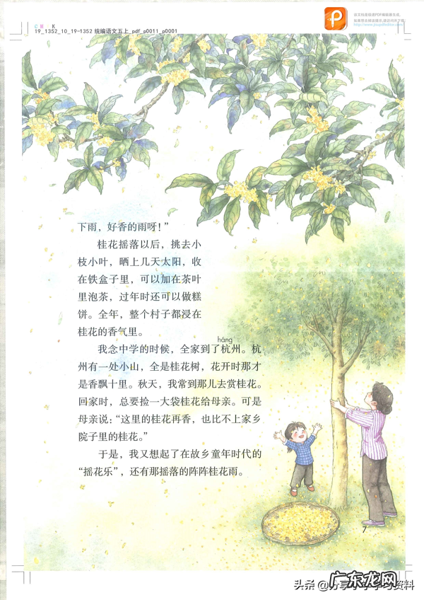 免费五年级下册语文书 小学五年级语文上册课文