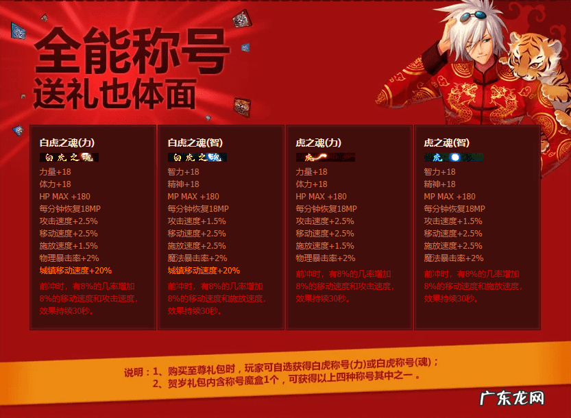 dnf2011年新春礼包装扮 Dnf白虎之魂