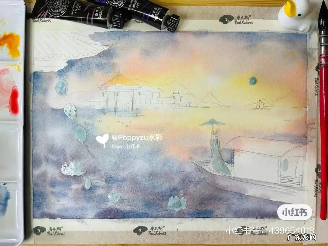 国风彩绘 国风水彩画 简约