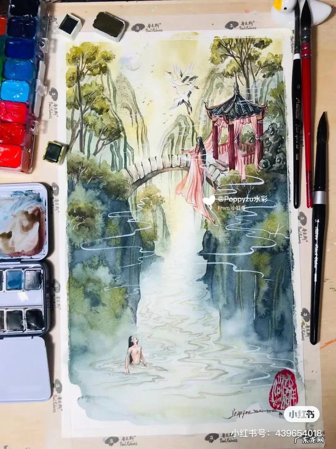 国风彩绘 国风水彩画 简约