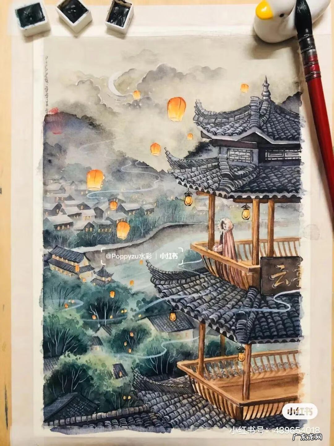 国风彩绘 国风水彩画 简约