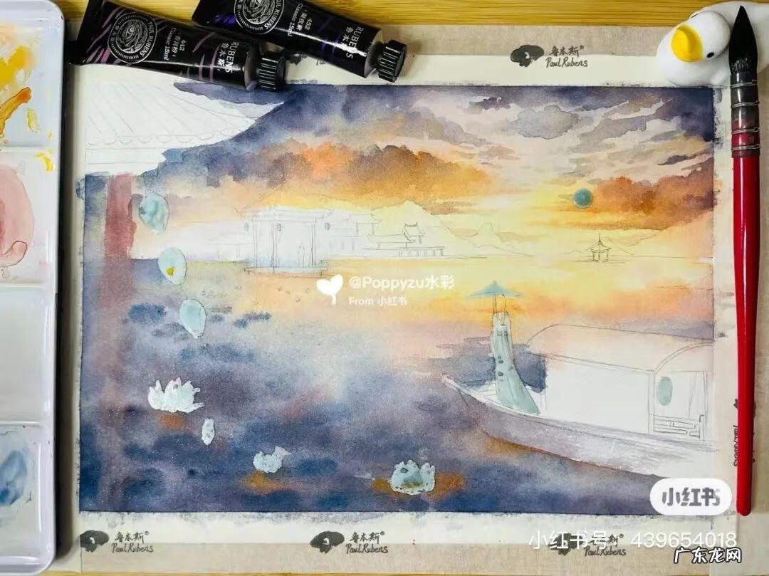 国风彩绘 国风水彩画 简约