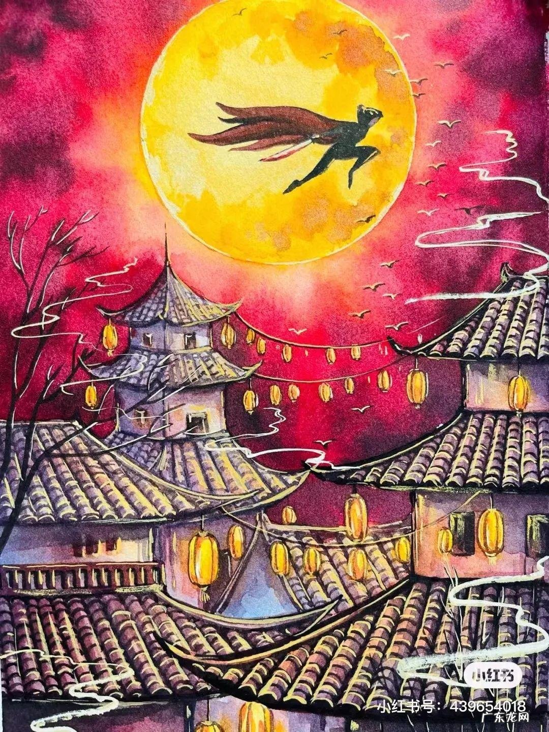 国风彩绘 国风水彩画 简约