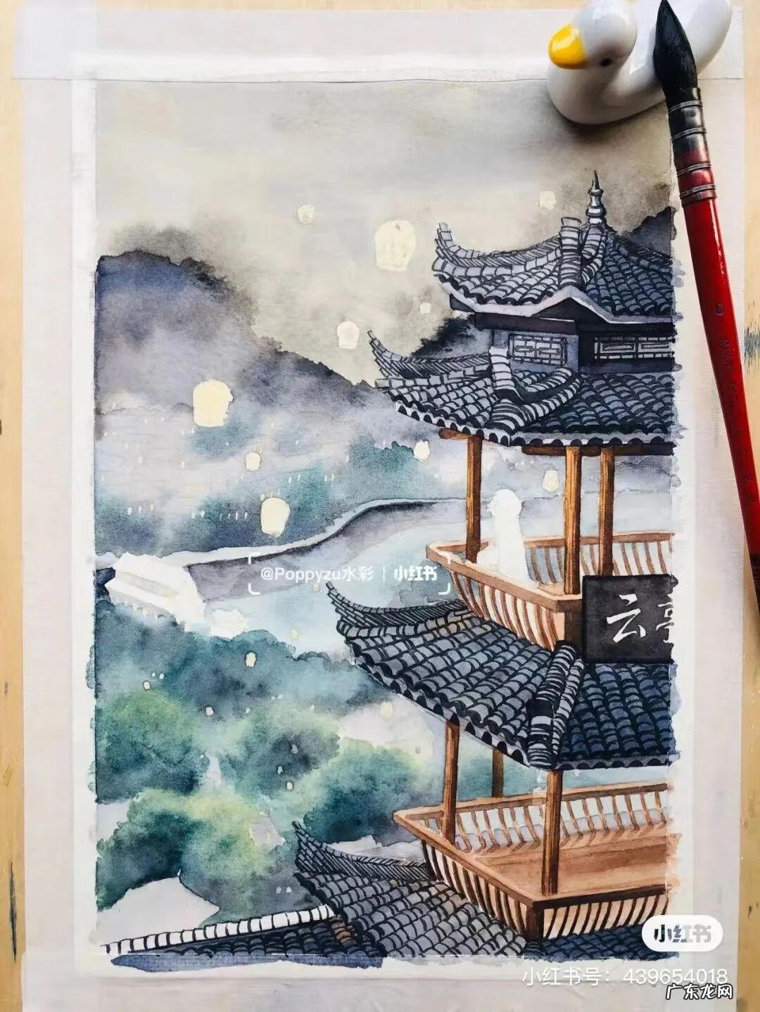 国风彩绘 国风水彩画 简约