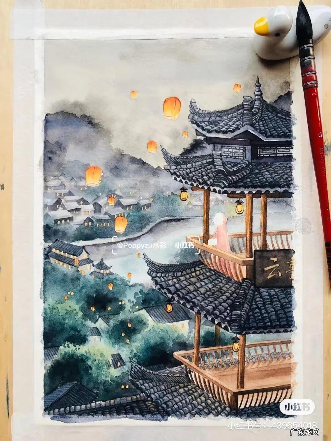 国风彩绘 国风水彩画 简约