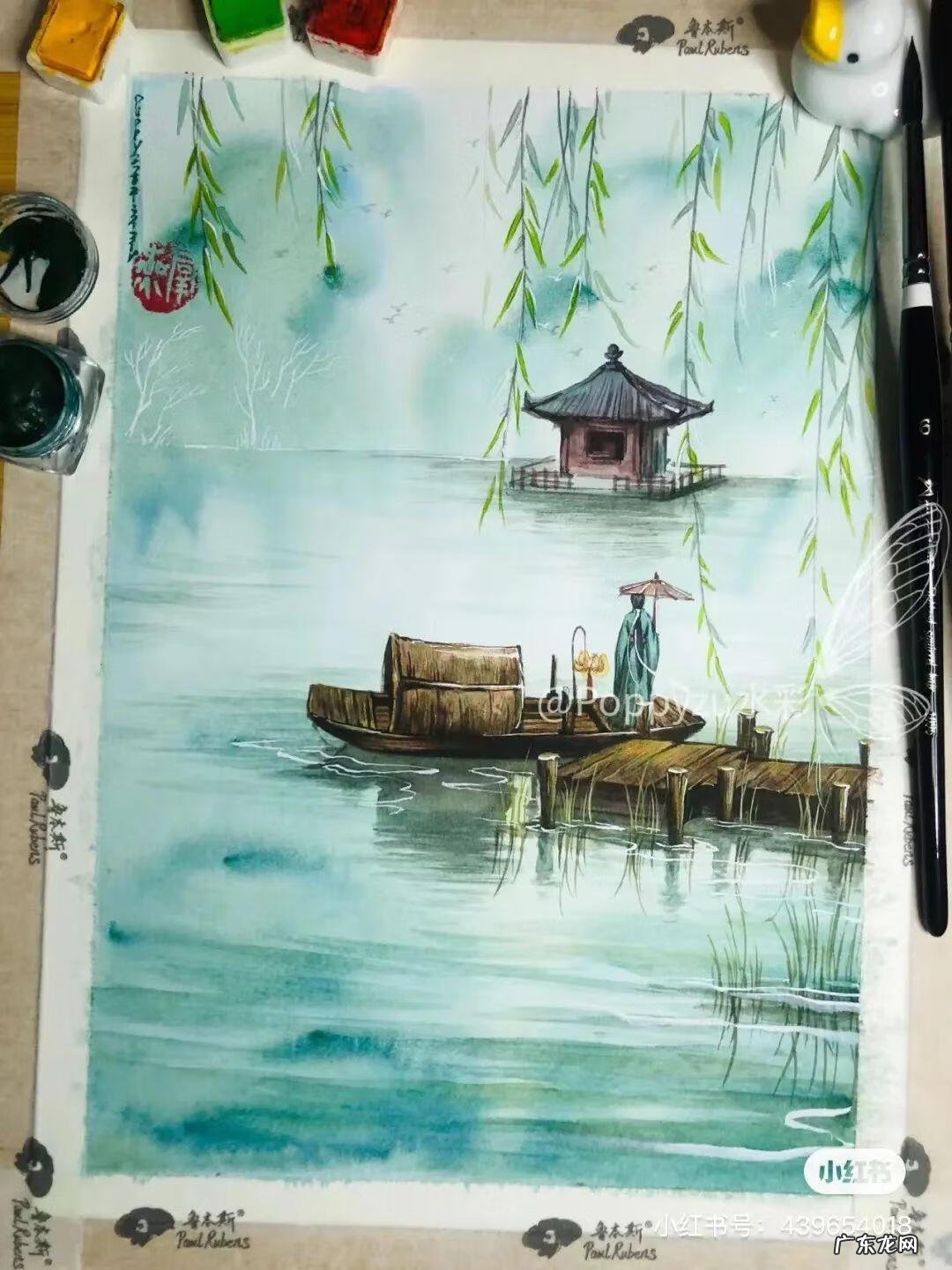国风彩绘 国风水彩画 简约