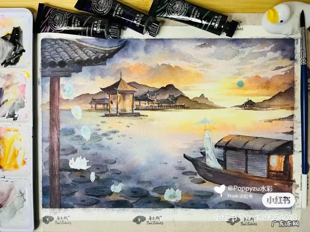 国风彩绘 国风水彩画 简约
