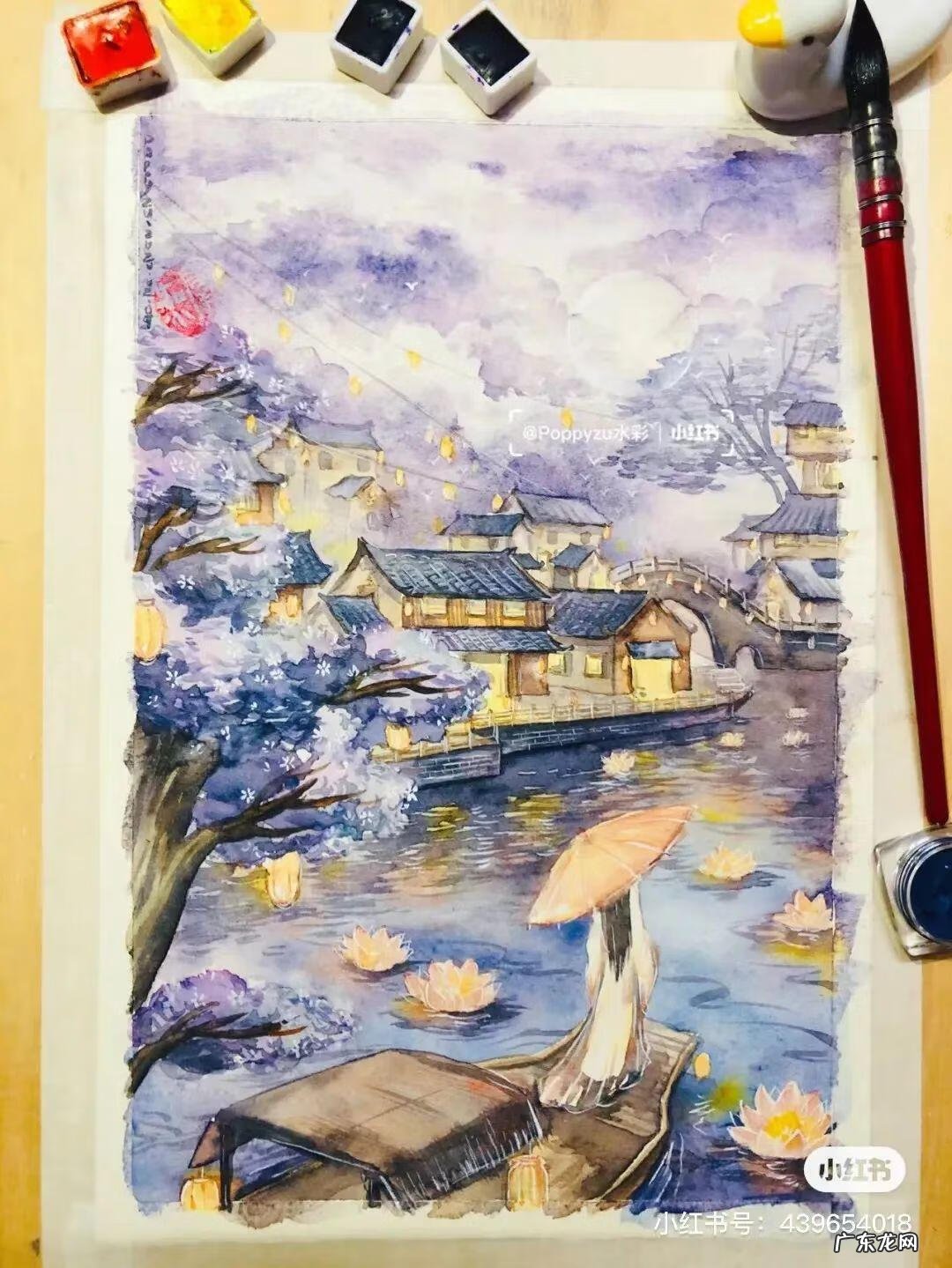 国风彩绘 国风水彩画 简约