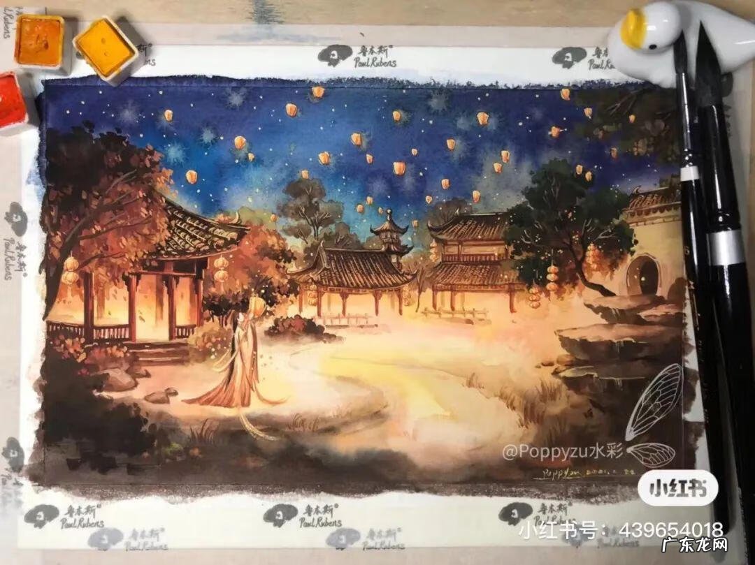 国风彩绘 国风水彩画 简约