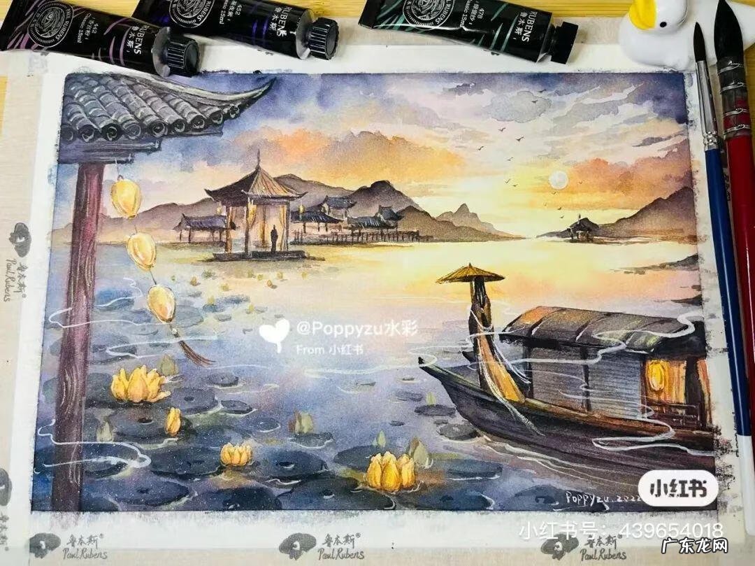 国风彩绘 国风水彩画 简约