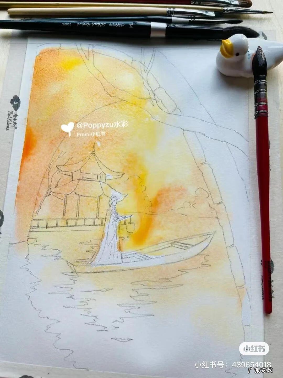 国风彩绘 国风水彩画 简约