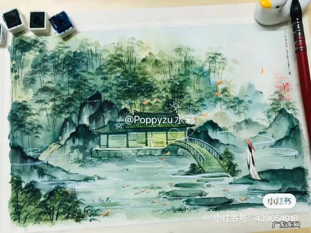国风彩绘 国风水彩画 简约