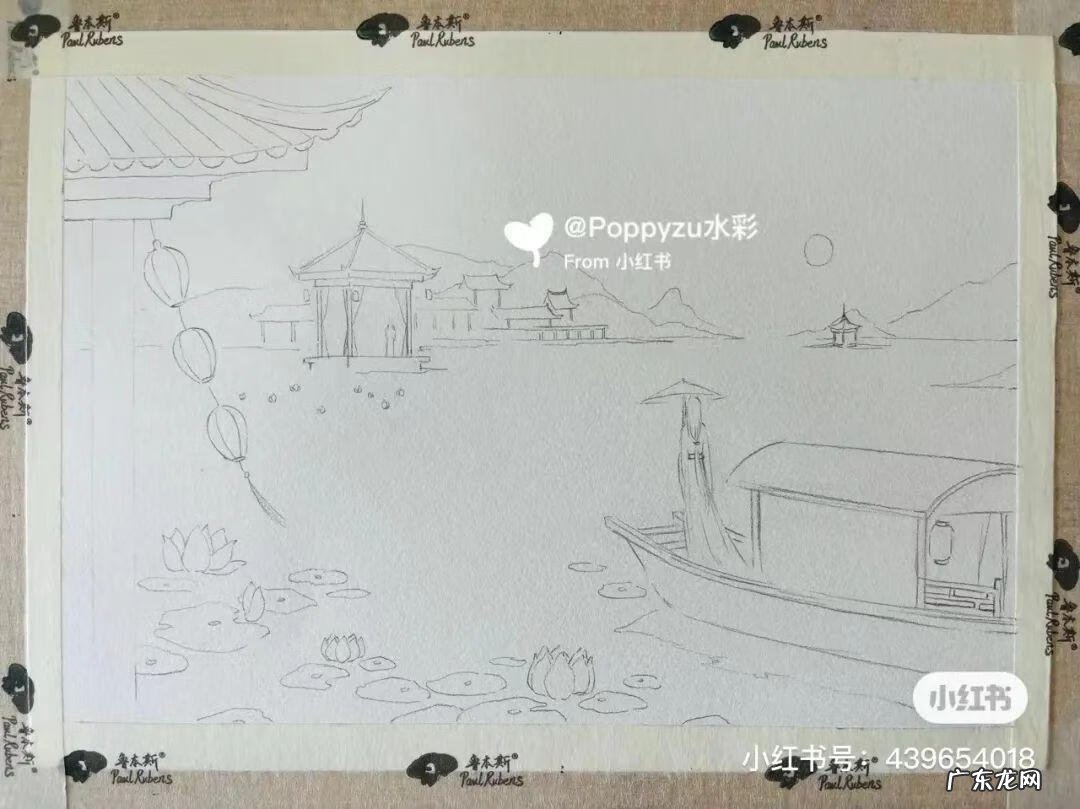 国风彩绘 国风水彩画 简约