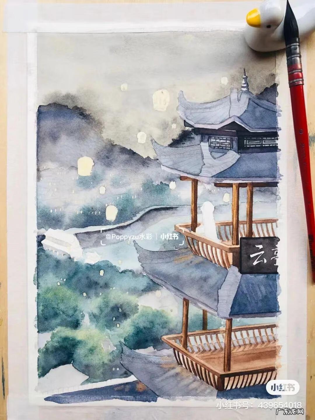 国风彩绘 国风水彩画 简约