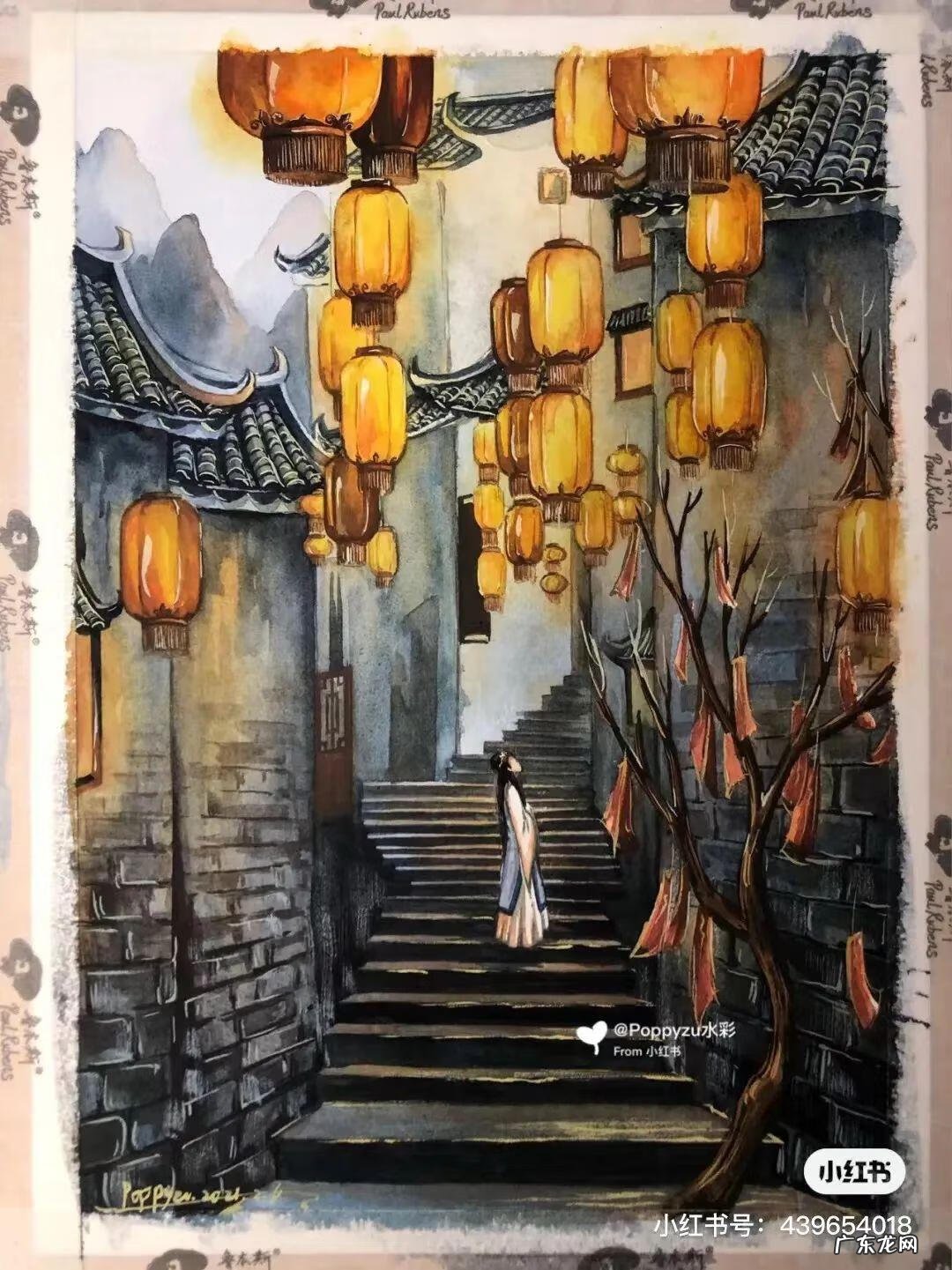 国风彩绘 国风水彩画 简约