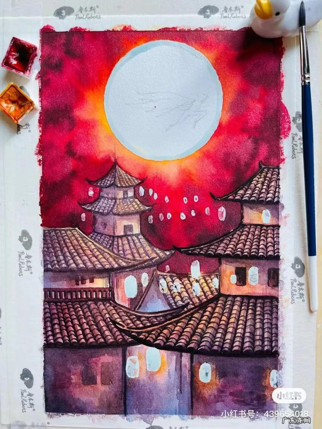 国风彩绘 国风水彩画 简约