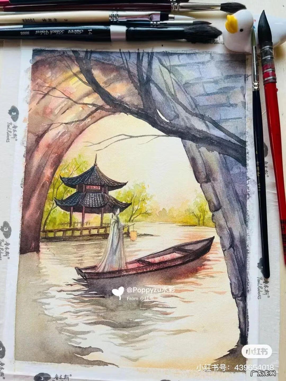 国风彩绘 国风水彩画 简约