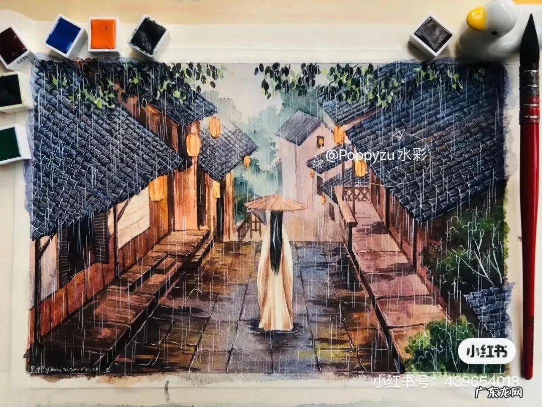 国风彩绘 国风水彩画 简约