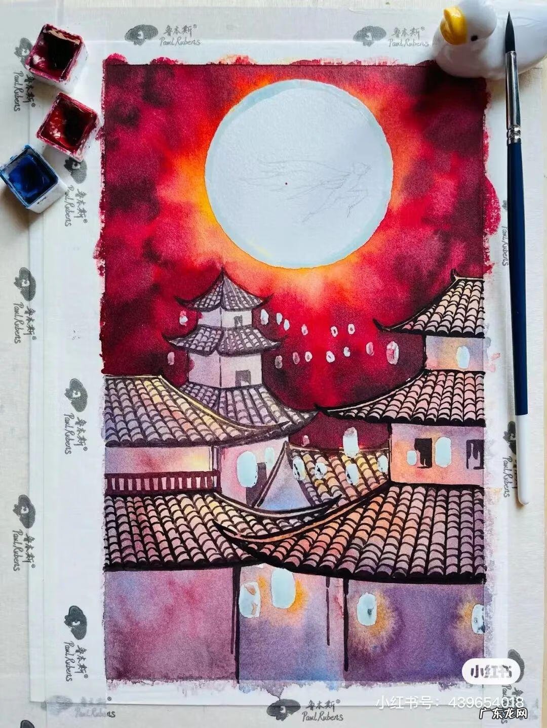 国风彩绘 国风水彩画 简约