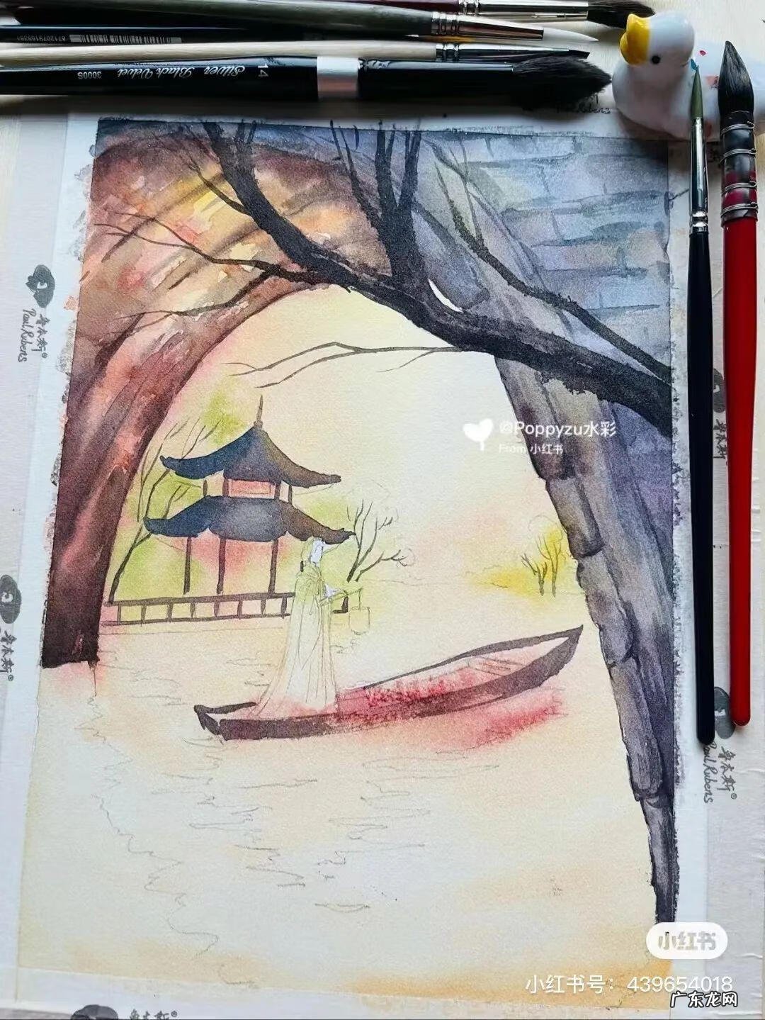 国风彩绘 国风水彩画 简约