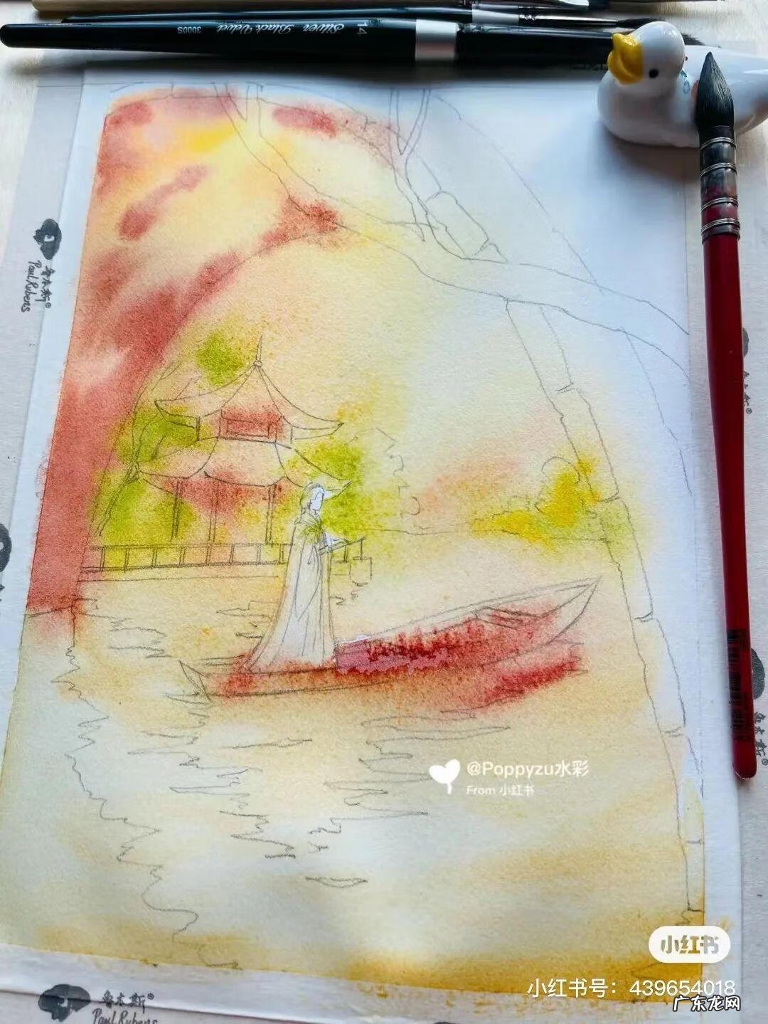 国风彩绘 国风水彩画 简约