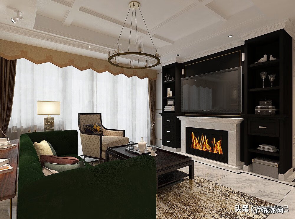 壁炉式电视背景墙效果图 电视背景墙壁炉好不好