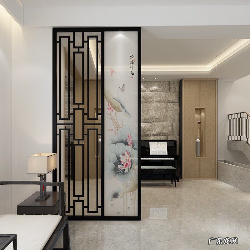 进门客厅风水画 不锈钢屏风上风水画