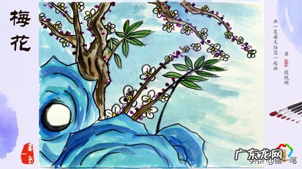 古风红梅图片背景女 古风水彩画红梅