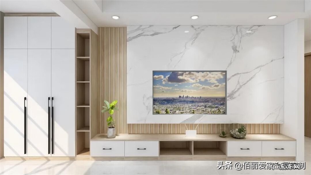 不对称电视柜效果图 电视柜对称设计