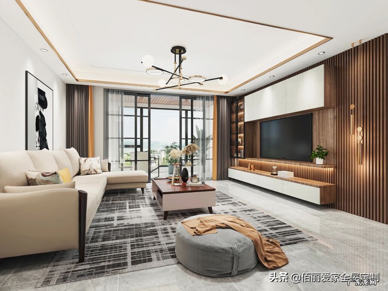 不对称电视柜效果图 电视柜对称设计