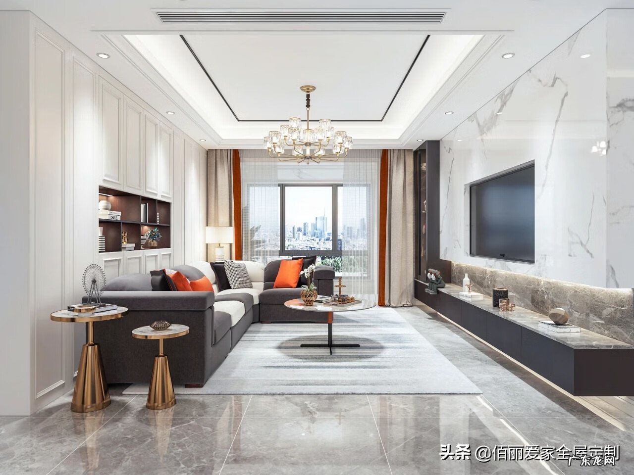 不对称电视柜效果图 电视柜对称设计