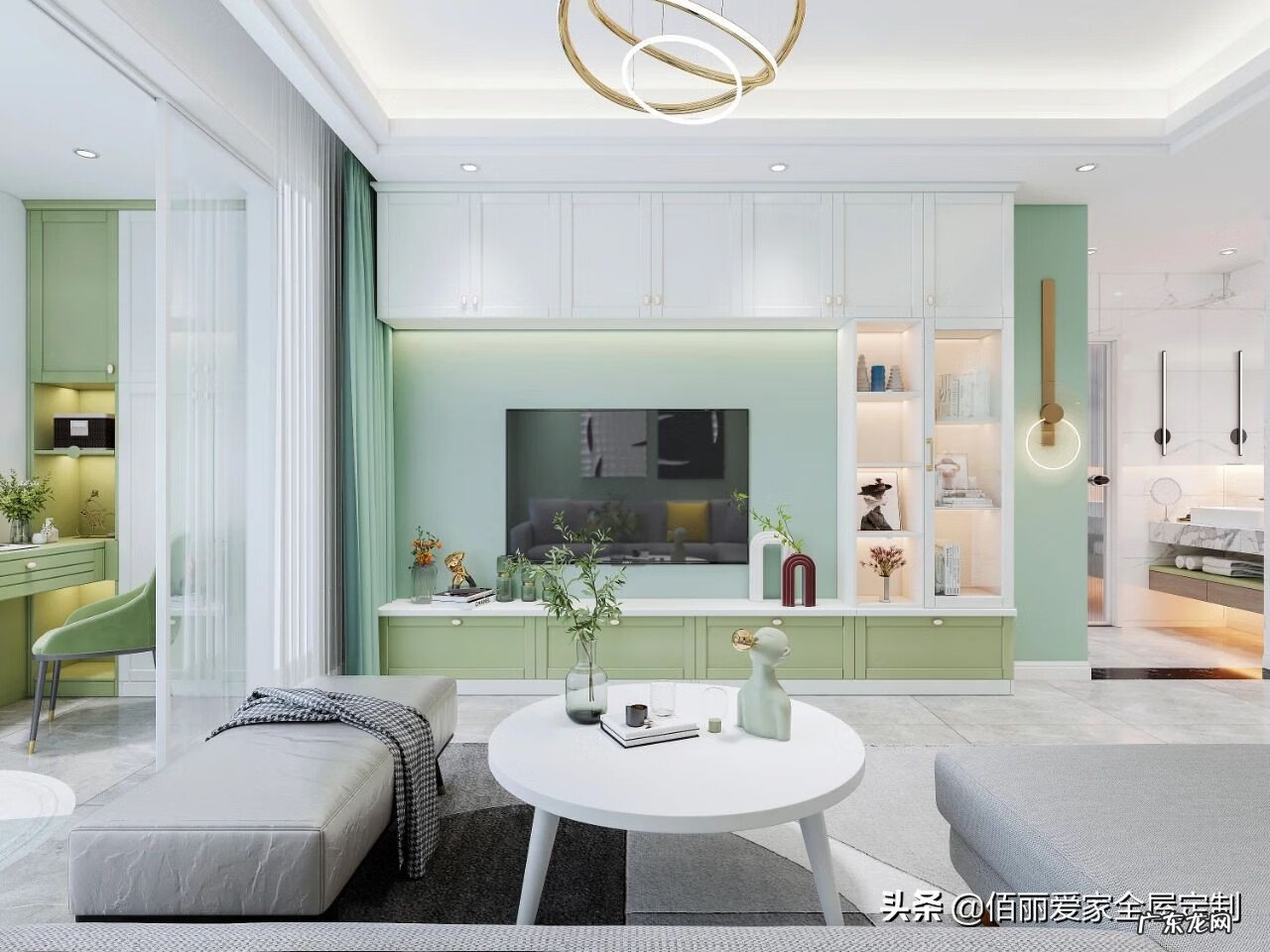 不对称电视柜效果图 电视柜对称设计