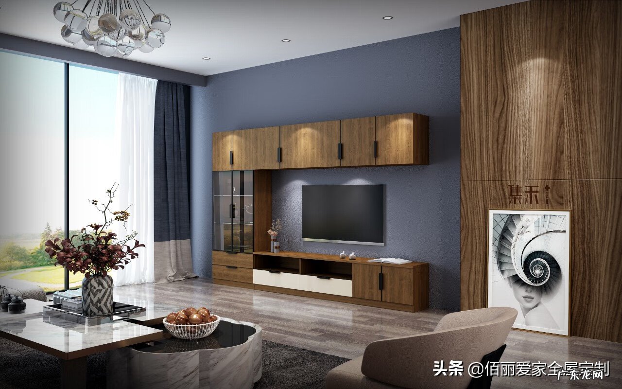 不对称电视柜效果图 电视柜对称设计