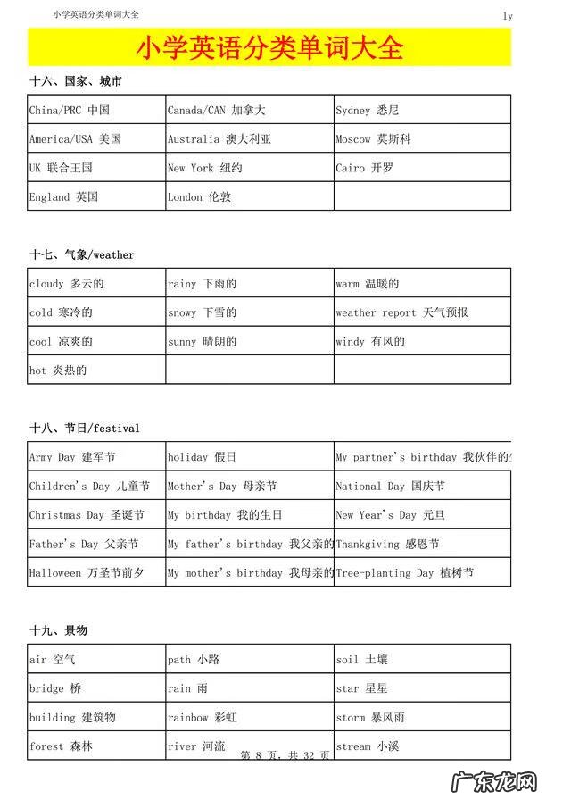 小学三年级英语资料 小学三年级英语单词
