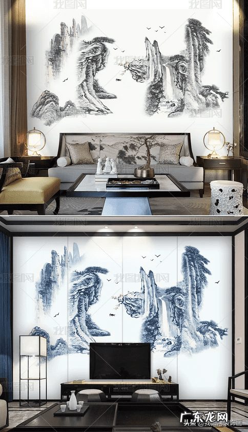 影视墙山水画有什么讲究 影视墙山水壁画大全