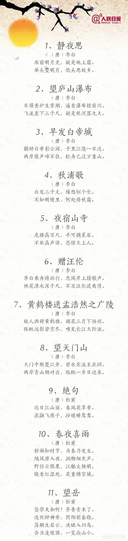 春天适合孩子学的古诗有哪些?