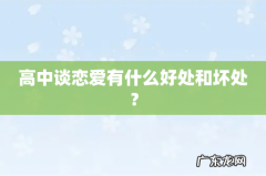 高中谈恋爱有什么好处和坏处？