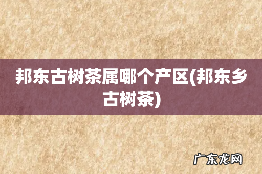 邦东乡古树茶 邦东古树茶属哪个产区