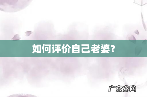 如何评价自己老婆？