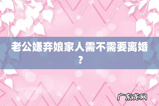 老公嫌弃娘家人需不需要离婚?
