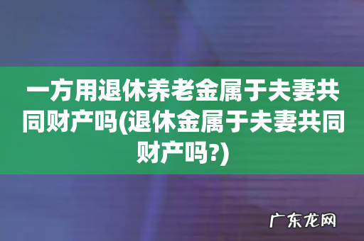 退休金属于夫妻共同财产吗? 一方用退休养老金属于夫妻共同财产吗