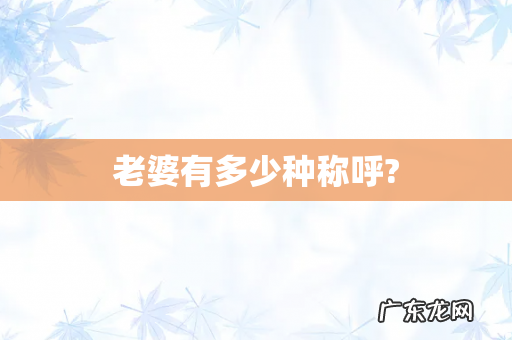 老婆有多少种称呼?