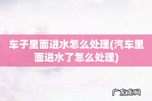 汽车里面进水了怎么处理 车子里面进水怎么处理